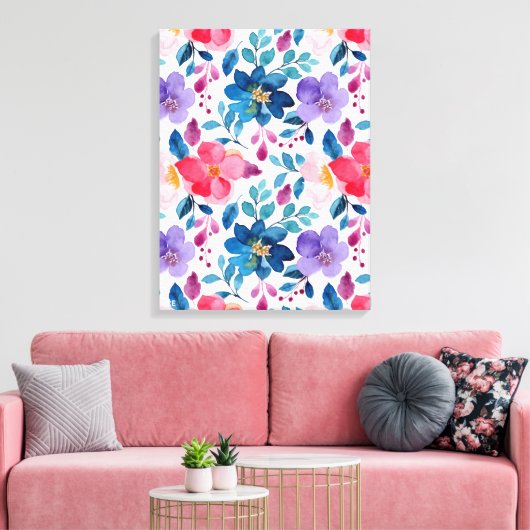 Waterverf bloemen schilderen canvas afdruk (Insitu (Woonkamer))