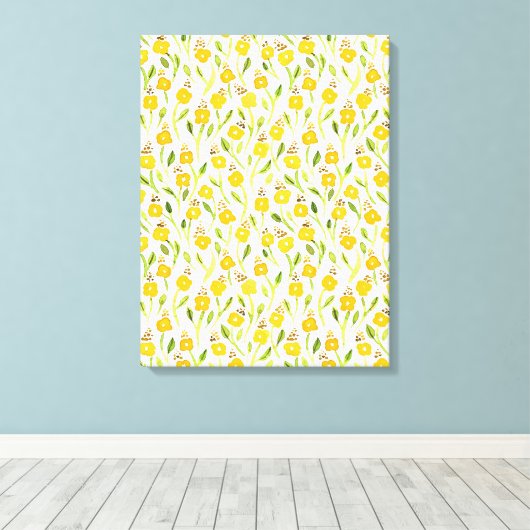 Waterverf bloemen schilderen canvas afdruk (Insitu (Houten vloer))