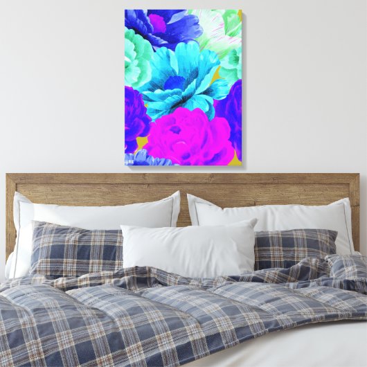 Waterverf bloemen schilderen canvas afdruk (Insitu (Slaapkamer))