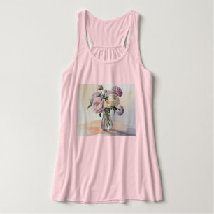 Waterverf Bloemen Schilderen Perzik achtergrond Tanktop