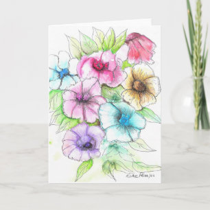 Waterverf Bloemen Schilderij Print Kaart