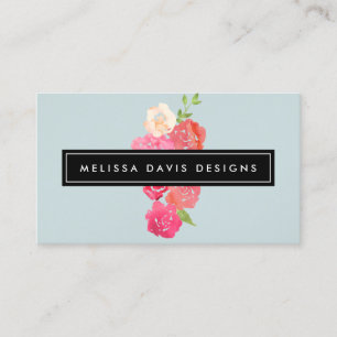 Waterverf Bloemen Schoonheid en Design Bord Blauw Visitekaartje