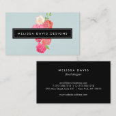 Waterverf Bloemen Schoonheid en Design Bord Blauw Visitekaartje (Voorkant / Achterkant)