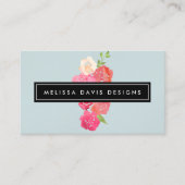 Waterverf Bloemen Schoonheid en Design Bord Blauw Visitekaartje (Voorkant)