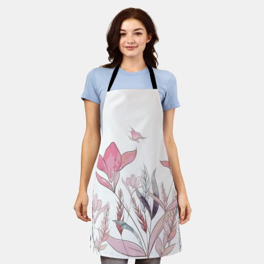 Waterverf bloemen schort (Gedragen)