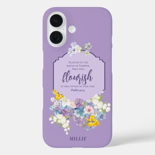 Waterverf Bloemen Schriftvers gepersonaliseerd Case-Mate iPhone Case (Achterkant)