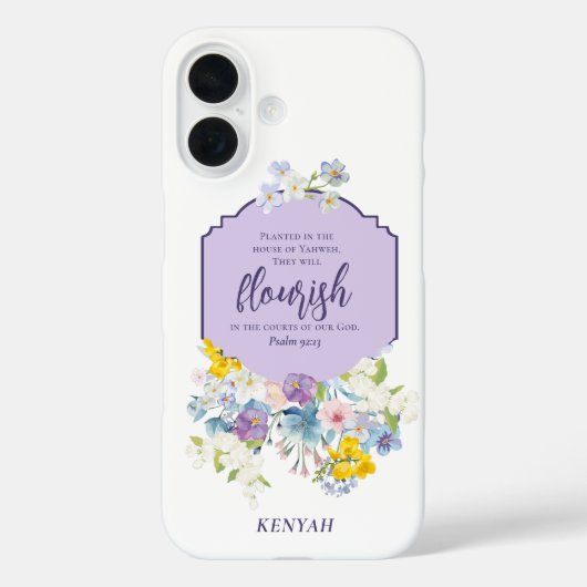 Waterverf Bloemen Schriftvers gepersonaliseerd Case-Mate iPhone Case (Achterkant)