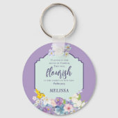 Waterverf Bloemen Schriftvers gepersonaliseerd Sleutelhanger (Voorkant)