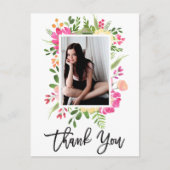  Waterverf bloemen Script Foto bedankt Briefkaart (Voorkant)