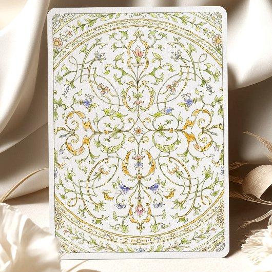  Waterverf Bloemen Scrollwork bruiloft Kaart