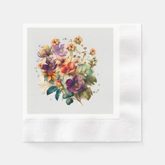 Waterverf bloemen servet (Voorkant)