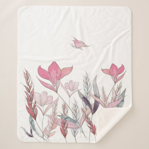 Waterverf bloemen sherpa deken