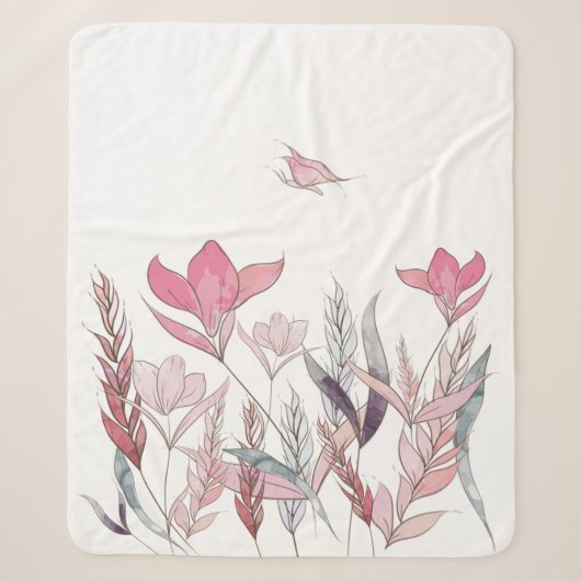 Waterverf bloemen sherpa deken (Voorkant)