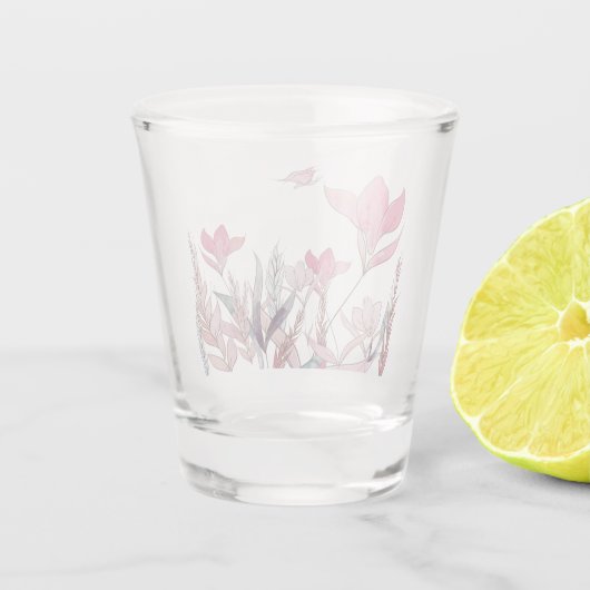Waterverf bloemen shot glas (Achterkant)