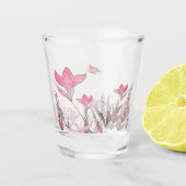 Waterverf bloemen shot glas (Voorkant)