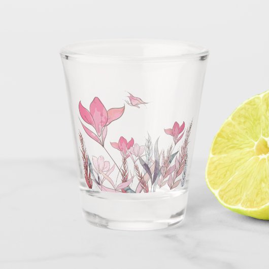 Waterverf bloemen shot glas (Voorkant)