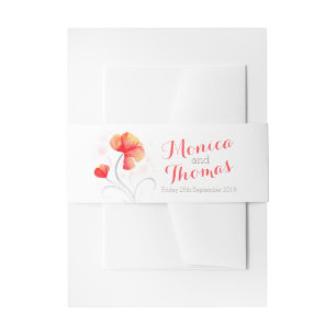 Waterverf Bloemen sinaasappel bruiloft Custom Bell Uitnodigingen Wikkel