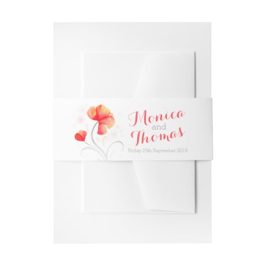 Waterverf Bloemen sinaasappel bruiloft Custom Bell Uitnodigingen Wikkel (Voorkant Voorbeeld)