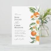 Waterverf bloemen sinaasappel citrus bruiloft kaart (Staand voorkant)