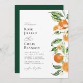 Waterverf bloemen sinaasappel citrus bruiloft kaart (Voorkant / Achterkant)