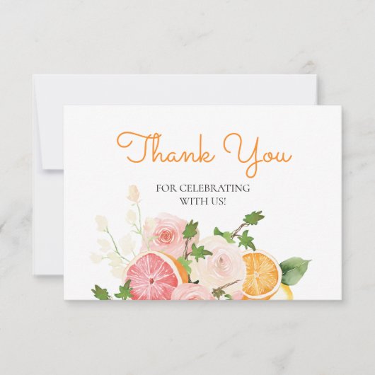 Waterverf Bloemen Sinaasappel Citrus Thema Dank u  Kaart (Voorkant)