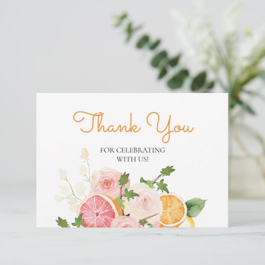 Waterverf Bloemen Sinaasappel Citrus Thema Dank u Kaart (Staand voorkant)