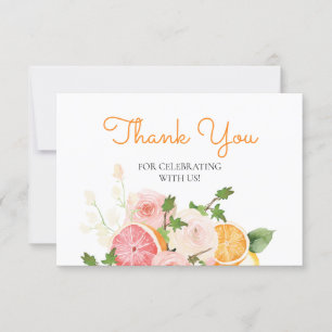 Waterverf Bloemen Sinaasappel Citrus Thema Dank u  Kaart