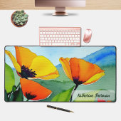 Waterverf Bloemen Sinaasappel Geel Californië Popp Bureaumat