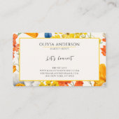 Waterverf Bloemen Sinaasappel Geel Modern Bohemian Visitekaartje (Achterkant)