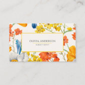 Waterverf Bloemen Sinaasappel Geel Modern Bohemian Visitekaartje (Voorkant)