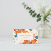 Waterverf Bloemen Sinaasappel Geel Modern Boho Chi Visitekaartje (Staand voorkant)