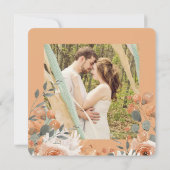 Waterverf Bloemen Sinaasappel Perzik Bruiloft Vier Save The Date (Achterkant)