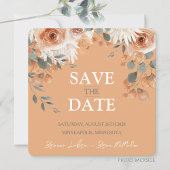 Waterverf Bloemen Sinaasappel Perzik Bruiloft Vier Save The Date