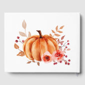 Waterverf Bloemen Sinaasappel Pompoen | Baby Showe Gastenboek (Achterkant)