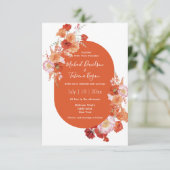 waterverf Bloemen sinaasappel Roze Bruin Chic brui Kaart (Staand voorkant)