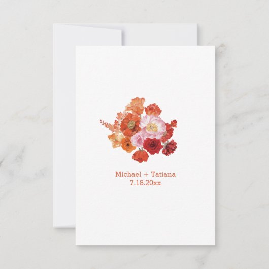 waterverf Bloemen sinaasappel Roze Bruin Chic brui Kaart (Achterkant)