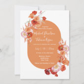 waterverf Bloemen sinaasappel Roze Moderne bruilof Kaart (Voorkant)