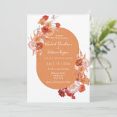 waterverf Bloemen sinaasappel Roze Moderne bruilof Kaart (Staand voorkant)