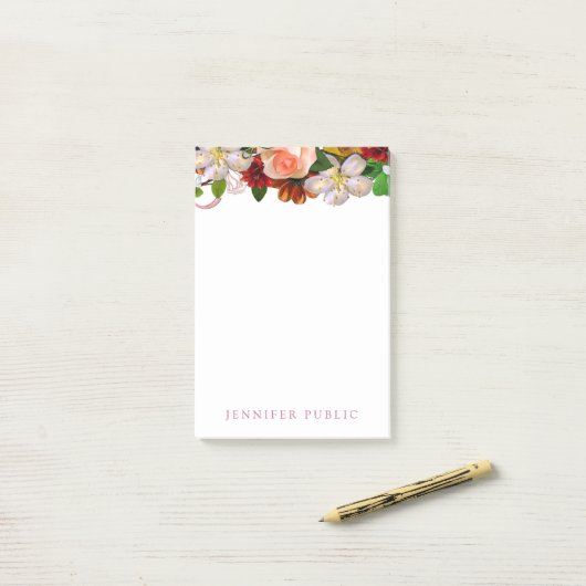 Waterverf Bloemen Sjabloon Trendy Bloemen Rozen Post-it® Notes (Op bureau)