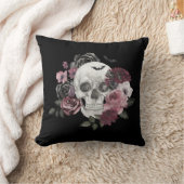 Waterverf Bloemen Skelet Gothic Halloween Monogram Kussen (Deken)