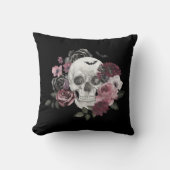 Waterverf Bloemen Skelet Gothic Halloween Monogram Kussen (Voorkant)