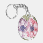 Waterverf bloemen sleutelhanger (Voorkant Links)