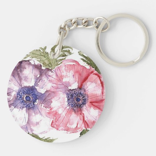 Waterverf bloemen sleutelhanger (Achterkant)