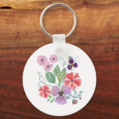 Waterverf bloemen . sleutelhanger (Voorkant)
