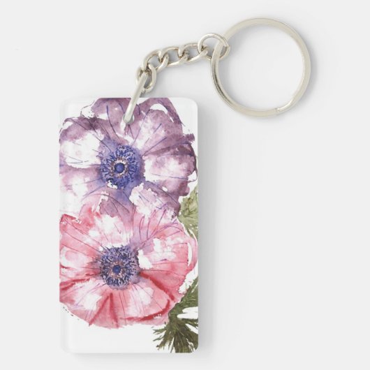 Waterverf bloemen sleutelhanger (achterkant)