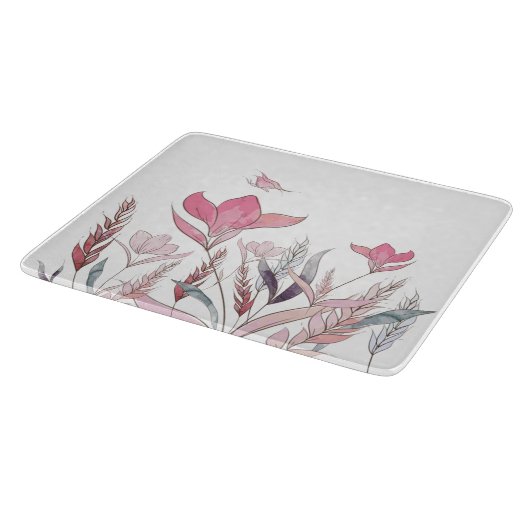 Waterverf bloemen snijplank (Hoek)