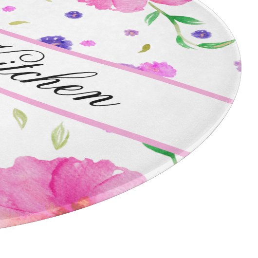 Waterverf Bloemen Snijplank – Custom Kitchen (Hoek)