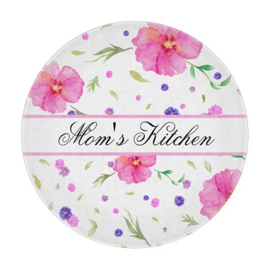 Waterverf Bloemen Snijplank – Custom Kitchen (Voorkant)