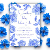 Waterverf Bloemen Something Blue Bruidsuitnodiging