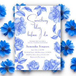 Waterverf Bloemen Something Blue Bruidsuitnodiging Kaart